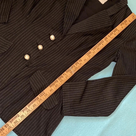 ALL THAT JAZZ pinstripe blazer jacket pearl buttons black with white size 9/10 - Picture 9 of 11